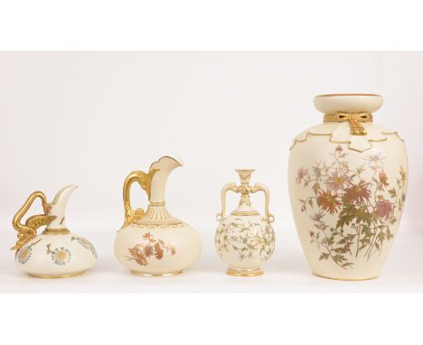 (4) Misc. Royal Worcester Porcelain Vessels. All marked on base.Heights: 6.25 / 8.25 / 7.5 / 12 in.