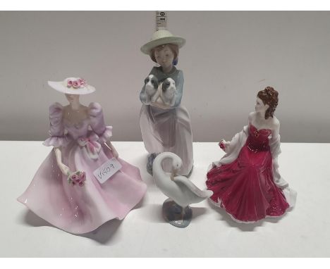 A selection of assorted figurines including Royal Worcester, Coalport and Nao 