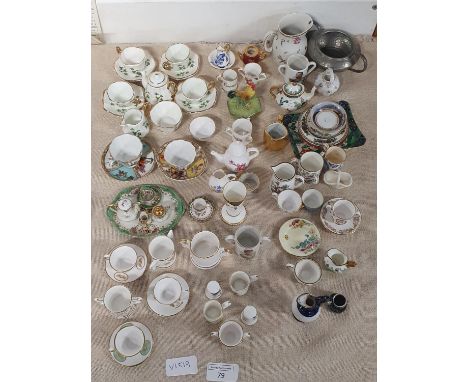 A selection of miniature ceramics including Spode and Royal Crown Derby 