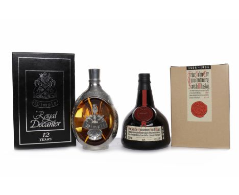 DIMPLE ROYAL DECANTER AGED 12 YEARSBlended Scotch Whisky. Decanter encased in pewter. 75cl, 40% volume, in presentation box. 