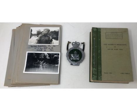 An anti Guerilla Operations in South East Asia book, January 1963, a group of Gurkha related photographs, ephemera, two kukri