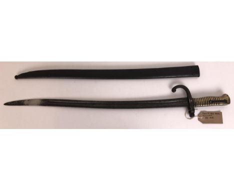 A French 1855 model bayonet, with scabbard, 71 cm 