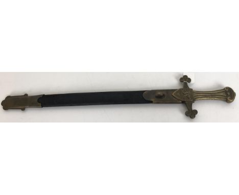 A sword, the brass handle and guard with VR cypher, and numbered 2 RM 277 8 81, in a brass mounted scabbard, 65.5 cm overall 