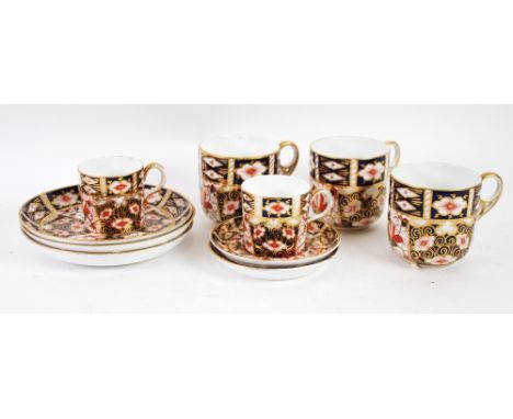 FIVE ROYAL CROWN DERBY JAPAN PATTERN CHINA CUPS AND SAUCERS pattern no. 2451 comprising a pair of coffee cans and saucers, da