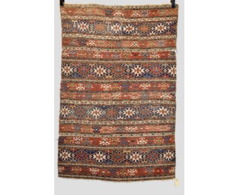 Two Shahsavan sumac panels, north west Persia, late 9th/early 20th century, the first with white cotton details 5ft. x 3ft. 4
