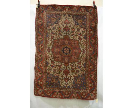 Bakhtiari rug, Chahar Mahal Valley, south west Persia, about 1920, 6ft. 6in. x 4ft. 4in. 1.98m. x 1.32m. Overall wear; end gu