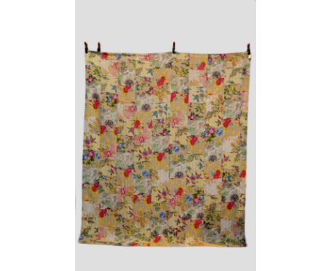 Decorative and reversible Indian Kantha quilt or throw, west Bengal, 111in. x 92in. 282cm. x 234cm. Modern production compose