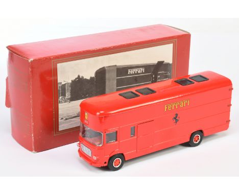 Old Cars (Italy) Fiat "Ferrari" Closed Van Race Car Transporter - Red, chrome trim, opening rear &amp; side doors &amp; car r