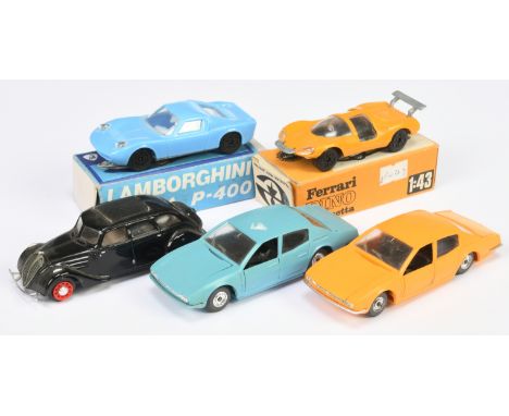 Holly &amp; Similar group of plastic constructed Cars to include Lamborghini Miura P400 - blue, white interior and others (se
