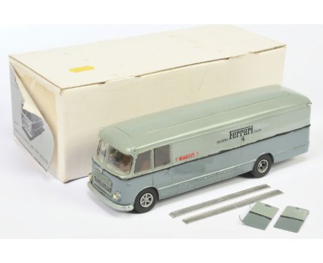 Tron P142 1/43rd Fiat 642 "Ferrari" Closed Van Race Car Transporter - resin kit built, Two Tone Grey, comes with 2x ramps, re