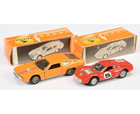 Jacques (Spain) pair of Cars comprising of (1) Ferrari Dino - red, black interior, racing number 5 and (2) Lamborghini Espada