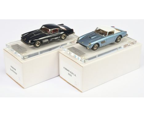 BBR 1/43rd Pair of Ferrari Road Cars. Comprising No.12 Ferrari 410 S.A. Series III 1959 - Dark Blue - missing some chrome tri