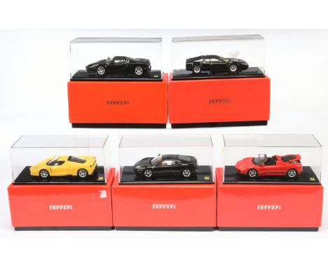 Kyosho 1/43rd Group of 5x Ferrari Cars. to include 05001Y Enzo - Yellow, 0511BK 512BB - Black, 05032R 360 Spider - Red + othe