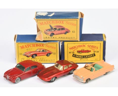 Matchbox regular wheels mixed group of Cars to include 39a Ford Zodiac Convertible - salmon pink, light green interior, light