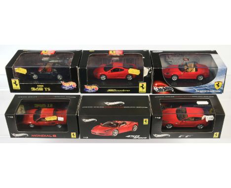Hot Wheels 1/43rd group of 6x Ferrari Road Cars. To include AB4224UR 550 Barchetta Pininfarina - Red, Elite V8381 Mondial 8 -
