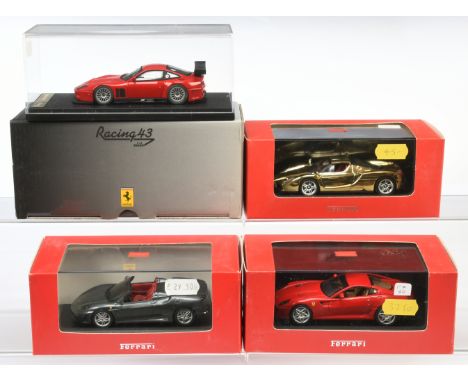 Hot Wheels &amp; Racing 43 1/43rd Group of 4x Ferrari Cars. Comprising Hot Wheels 599 GTB Fiorano - Red 2006, F430 Spider - M