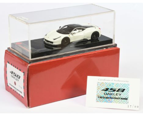 AIMS A005W 1/43rd Ferrari 458 Oakley - White, ltd edition with certificate No. 17 of 99 produced. Conditions: Mint with Excel