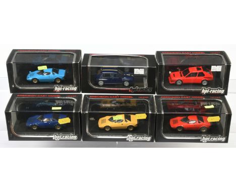 HPi Racing 1/43rd Lancia Stratos &amp; Delta Cars. Comprising 4x Stratos HF Stradale - Yellow, Red, Light Blue, Dark Blue, De