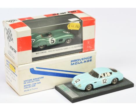 Provence Moulage &amp; Starter 1/43rd Pair of Aston Martin Race Cars. Comprising Provence Moulage DB4 GT Zagato - Light Blue 