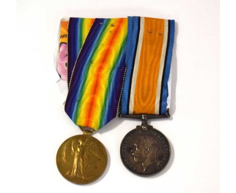 First World War British Medal Pair comprising 1914-18 War Medal and 1914-19 Victory Medal impressed to 198517 Pte B J Knight 