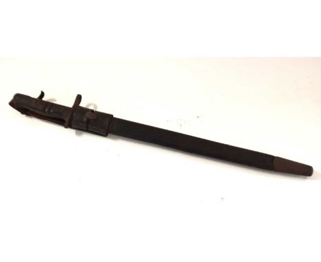 M1917 Enfield bayonet in leather scabbard and frog made by Remmington dated 1913, stamped 1913, 617 to blade (a/f), blade hea