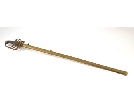 Victorian 1892 pattern Officer's sword with brass scabbard made by Henry Wilkinson of Pall Mall, London with VR cipher to han