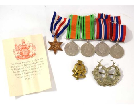 Quantity of five British Second World War Campaign Medals to include two Defence Medals, two 1939-45 Medals, France and Germa