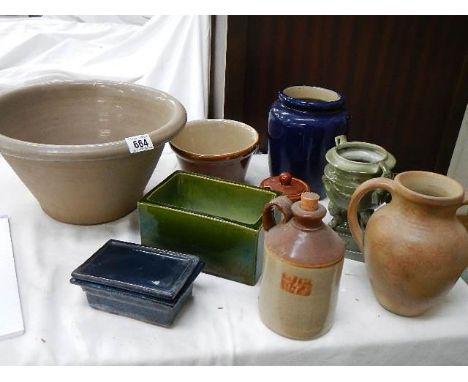 A mixed lot of ceramic pots, bowl, jars etc., COLLECT ONLY.