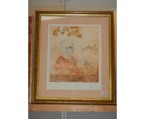 A framed and glazed portrait. COLLECT ONLY.