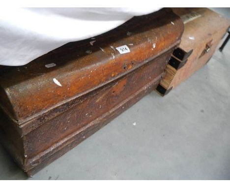 An old tin trunk and a wooden box. COLLECT ONLY.