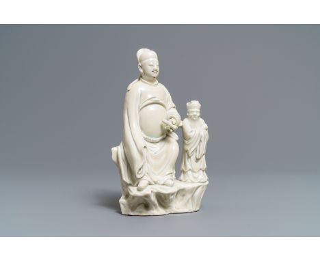 Full title: A Chinese Dehua blanc de Chine group of Wenchang Wang and Guixing, Kangxi------- Description: H.: 21,5 cm