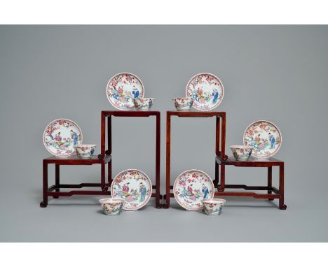 Full title: Six Chinese famille rose cups and saucers, Yongzheng------- Description: Dia.: 6,5 cm - H.: 3,5 cm (each cup) -- 