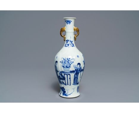 Full title: A Chinese blue and white 'Long Eliza' vase, Kangxi------- Description: H.: 28,5 cm
