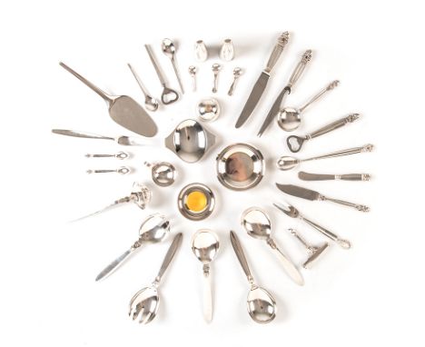 A MISCELLANEOUS GROUP OF DANISH SILVER ITEMS, VARIOUS DESIGNERS FOR GEORGE JENSEN, COPENHAGEN comprising: "Cactus" Pattern: a