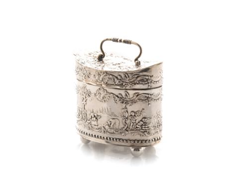 A DUTCH SILVER TEA CADDY, EARLY 20TH CENTURY, WITH PSEUDO 18TH CENTURY DUTCH HALLMARKS AND CHESTER IMPORT MARKS FOR 1908 of o