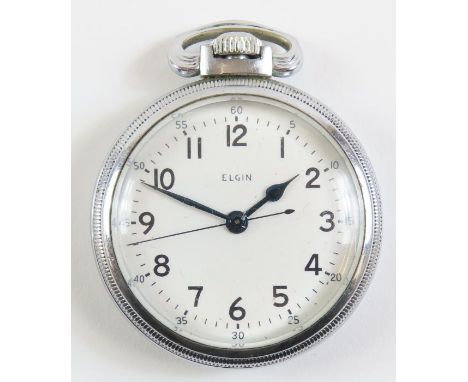 Elgin National Watch Company 'B W Raymond' pocket watch, the round white dial with black Arabic numerals, black minute marker
