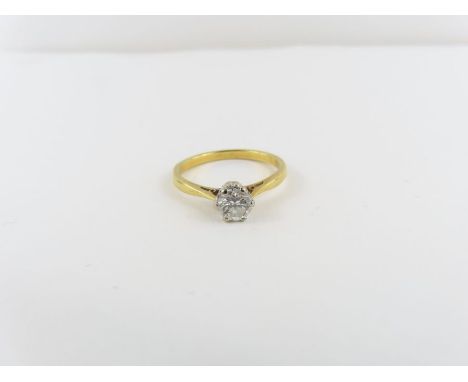 A diamond single stone ring, the round cut stone approximately 4.9mm, approximately 0.44ct , finger size N 1/2, 2.73g gross, 