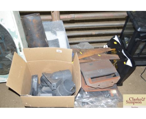 A quantity of various tools; plastic piping etc.