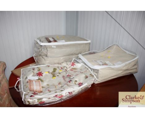 Three pairs of curtains measuring (247cm x 266cm); (247cm x 255cm); (225cm x 177cm)