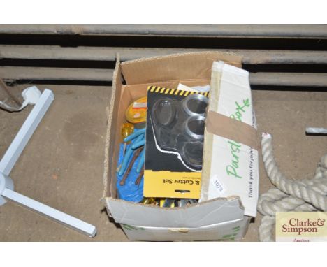 A box of various tools and accessories 