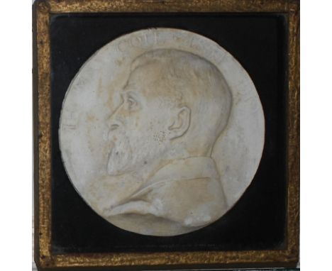 A circular plaster relief of 'Thomas Cole 1857-1919' by Harrison R. Fowler, dated 1927 in glazed frame, fitted for hanging, 2