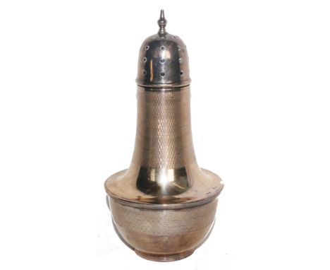 A silver sugar castor with engine turned decoration, Birmingham 1932