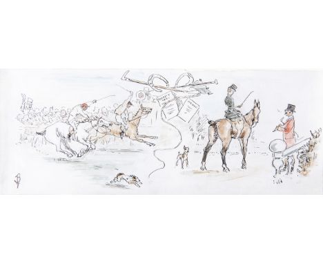 Jack Butler Yeats RHA (1871-1957)Winning the Race (c.1894-1896)Pencil, pen, ink and colour wash, 12 x 30cm (4¾ x 11¾'')Stampe