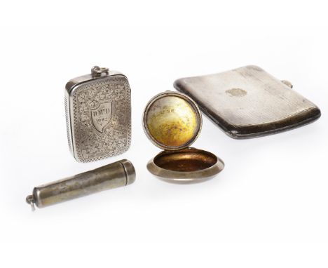 LOT OF SMALL SILVER ITEMScomprising: Deakin & Francis snuff box, and Asprey & Co cigarette case, match box and silver holder 