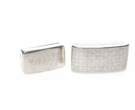 GEORGE III SILVER SNUFF BOXmaker Cocks & Bettridge, Birmingham 1808, 6cm long, along with silver snuff box, maker Samuel Pemb