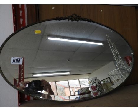 Vintage Brass Framed Oval Bevel Edged Mirror 