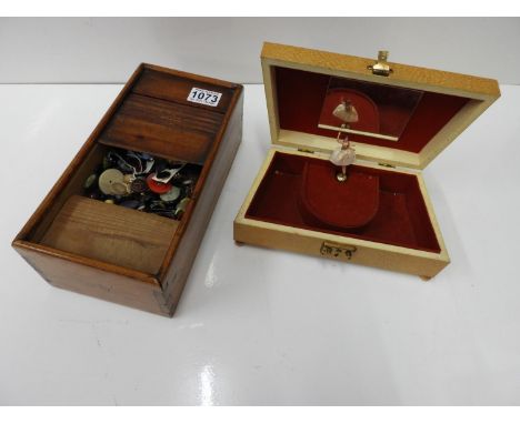 Jewellery Box, Vintage Wooden Box and Contents - Buttons 