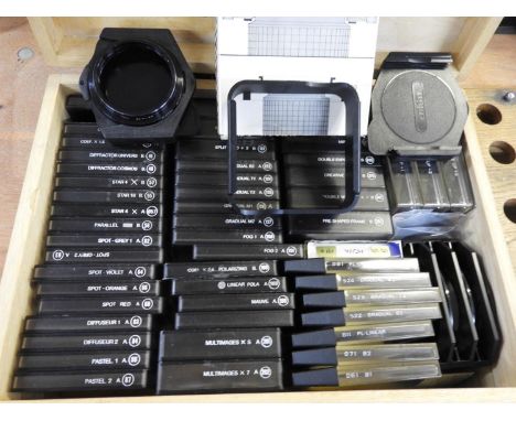 Wooden Box and Contents - Camera Filters 