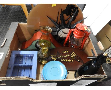 Vintage Wall Clock, Soda Syphon, Candle Lanterns etc 
