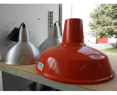 3x Vintage Metal Light Shades 